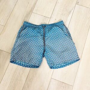 MR SWIM Men’s Blue Geometric 7” Inseam Swim Trunks Mesh Lining Pockets Size L